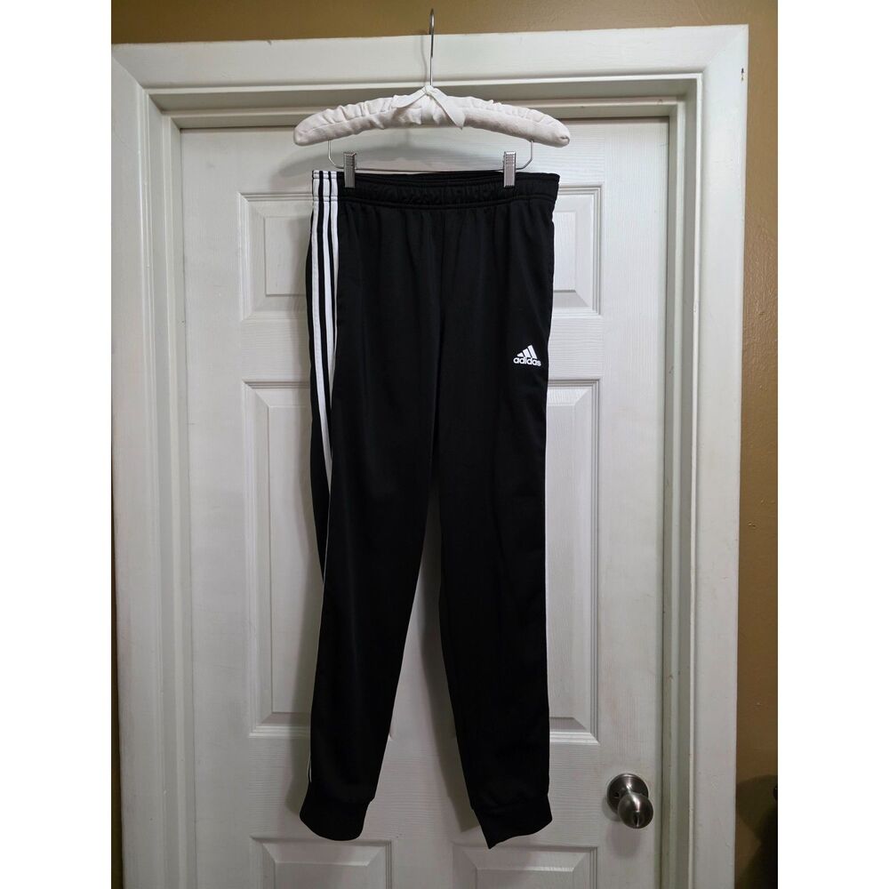 Adidas 3 Stripe Joggers Black Medium Athletic Track Pants - Picture 2 of 6